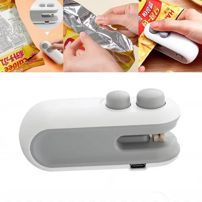 2IN1 Mini Sealing Machine USB Rechargable Heat Sealer Storage Bag Plastic Package Food Sealer Clip Bag Handheld Food Heat Sealer